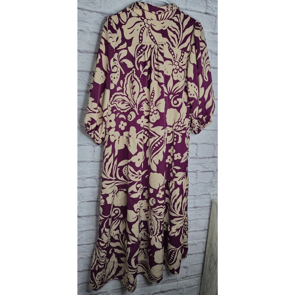 Umgee Purple Floral Tiered Midi Dress Boho Cottagecore Peasant Small K7347 - Picture 5 of 7